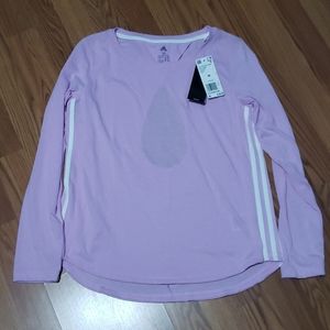 Womens M Adidas violet workout top shirt NWT long